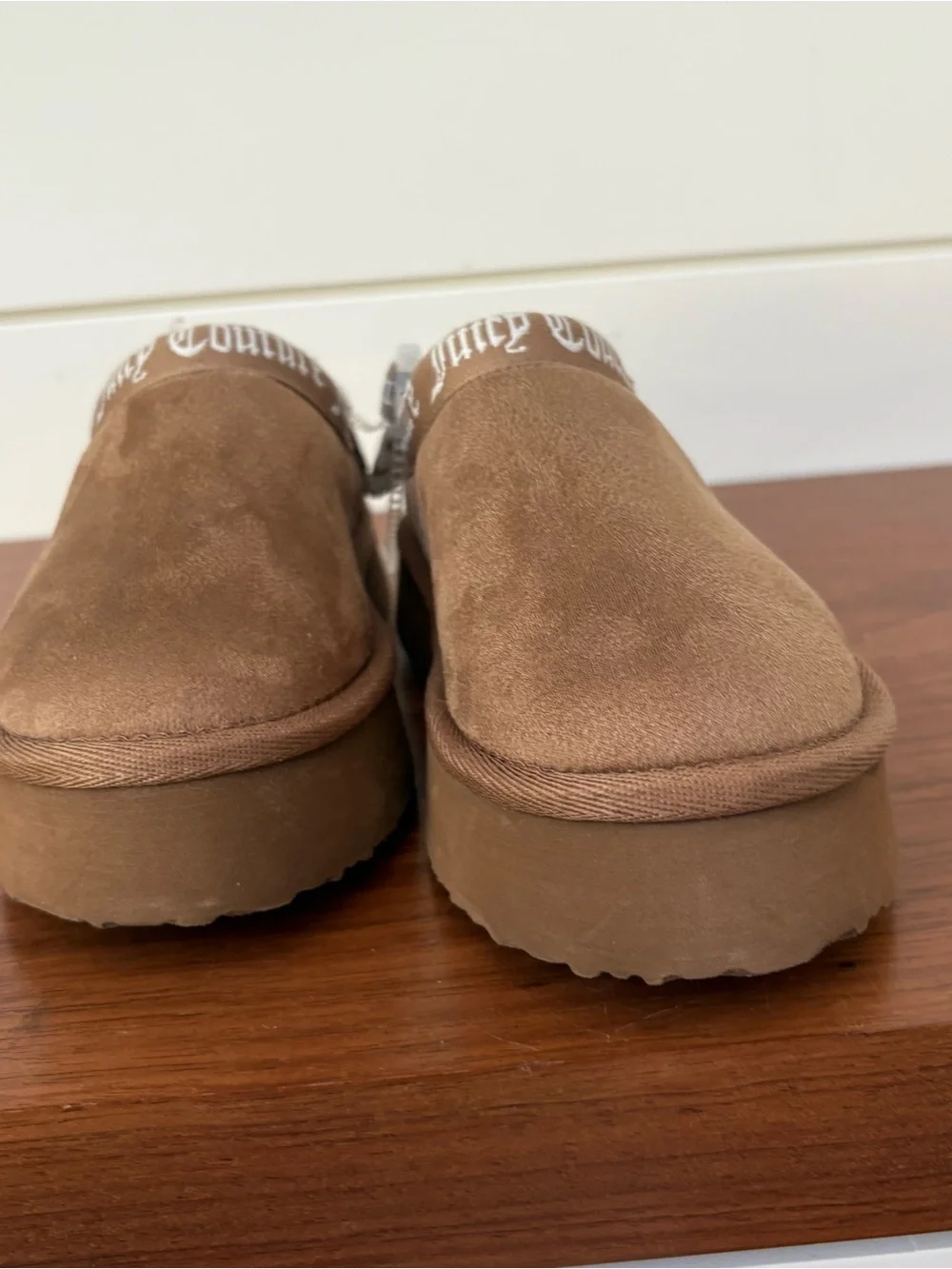 New Juicy Couture Kids Suede Platform Brown Chestnut Booties Boots Slippers 11